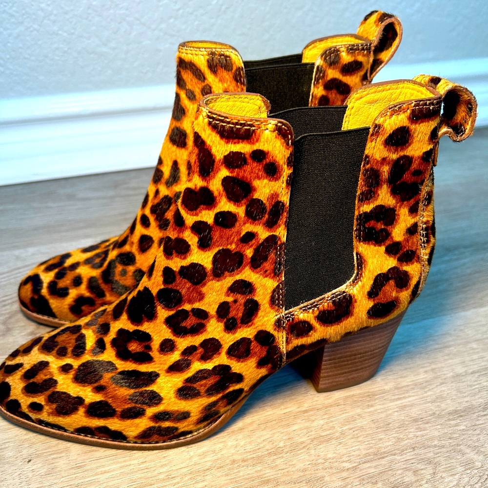 Madewell Calf Hair Leopard Ankle Boots
